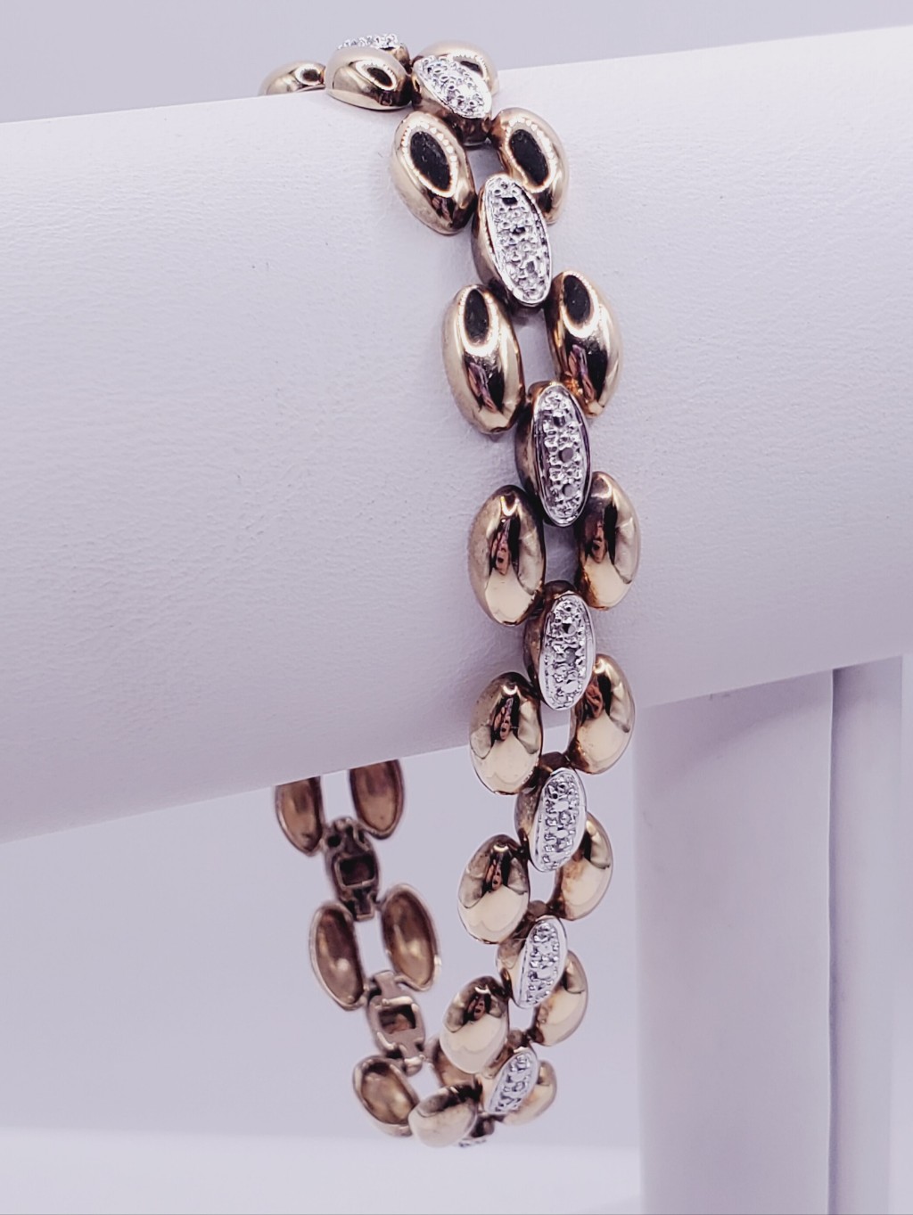 Genuine Diamond Accent - Yellow Gold - 925 Sterling Silver Link Bracelet